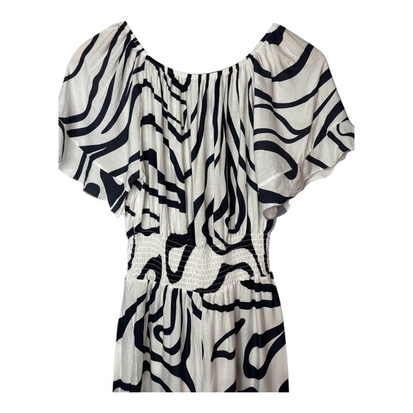 Anthropologie Kindred Navy White Zebra Abstract Jumpsuit Women Size Medium‎ - Picture 2 of 7
